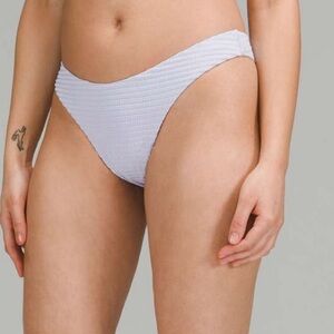 NWT  Lululemon Smocked Mid-Rise Skimpy-Fit Swim Bottom Hyper Stripe Pastel Blue